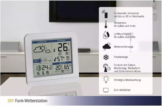 TFA Sky Wireless Digital Weather Station Tabletop White