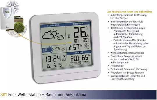 TFA Sky Wireless Digital Weather Station Tabletop White