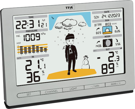 TFA 35.1097.54 Wireless Digital Weather Station Tabletop Silver
