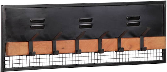 vidaXL Κρεμάστρα Τοίχου Ξύλινη 6 Θέσεων Μαύρη 90x30x11cm