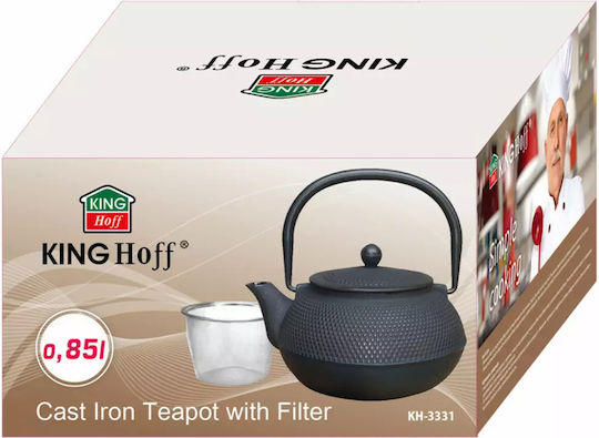 KING Hoff Teapot with Filter Cast Iron Black 850ml