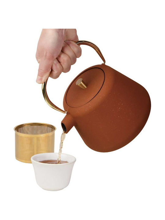 KING Hoff Kettle Τσαγιέρα με Φίλτρο Μαντεμένια Καφέ 1000ml