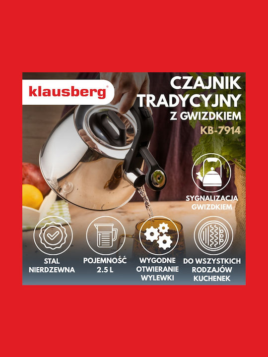 Klausberg Βραστήρας Ανοξείδωτος Γκρι 2500ml
