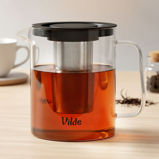Orion Teekanne mit Filter Glas Schwarz 1500ml