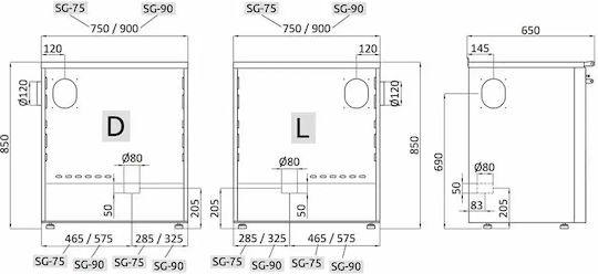 Senko SG-90 Metallic Wood Burning Stove 7.5kW Gray