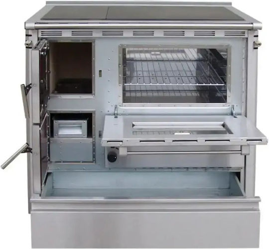 Senko SG-90 Metalic Cuptor pe lemne cu cuptor 7.5kW Inox Mat