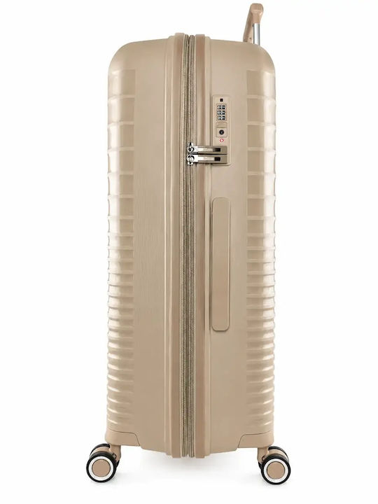 Rain Large Hard Beige Travel Suitcase Height 75cm