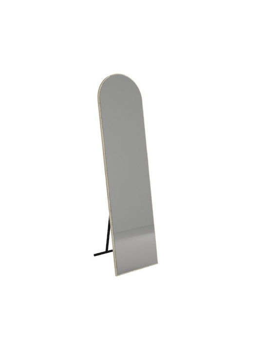 Megapap Овално Огледало с Бежова Дървена Рамка 150x40см