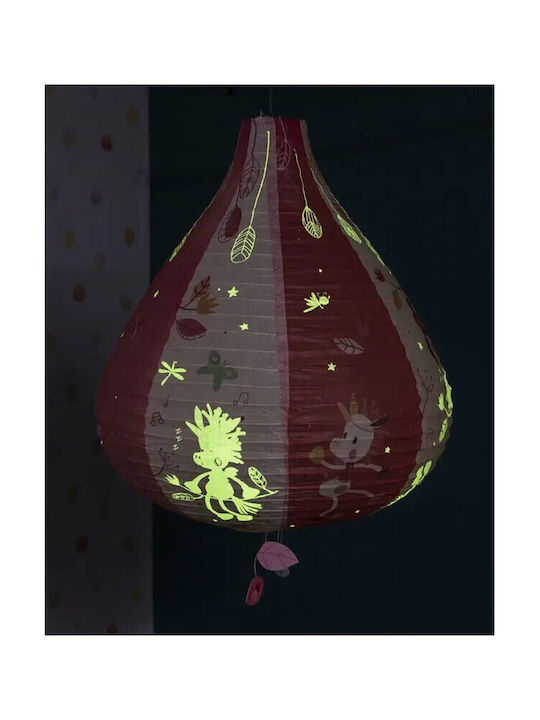 Lilliputiens Ανάποδο Αερόστατο Single Bulb Kids Lighting Pendant of Paper In Pink Colour 45cm