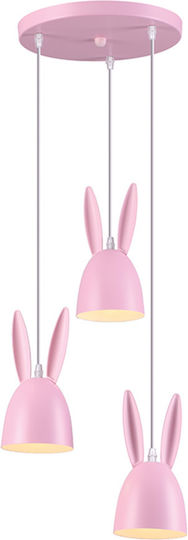 Aca Kaninchen Kronleuchter Kinderdeckenleuchte Deckenleuchte 40W mit Fassung E27 Rosa 12x24cm