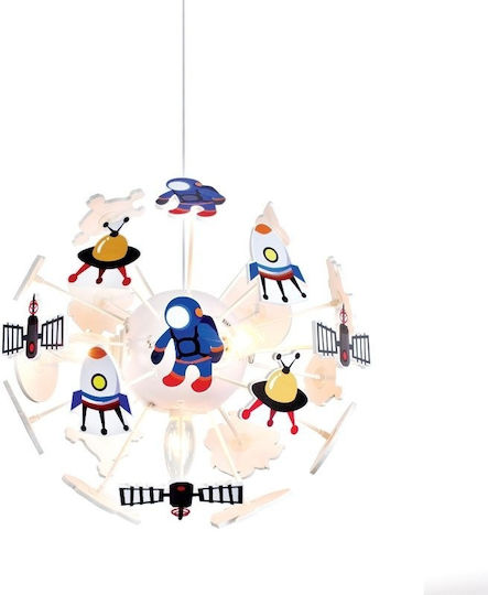 Aca Space Colorful Μονόφωτο Παιδικό Φωτιστικό Κρεμαστό από Πλαστικό 40W με Υποδοχή E14 Πολύχρωμο 35x35cm