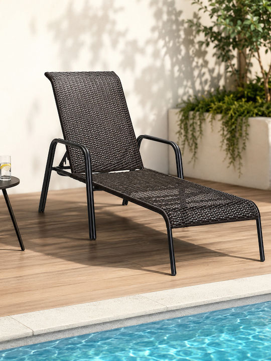 Șezlong Aluminiu Pro Negru 200x68x52cm