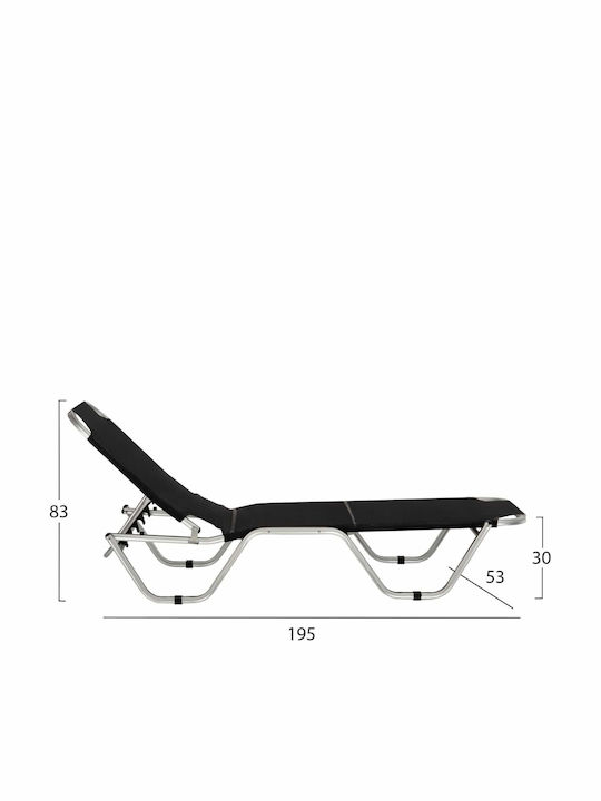 Liegestuhl Aluminium mit Kissen Black 190x60x30cm.