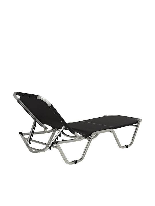 Liegestuhl Aluminium mit Kissen Black 190x60x30cm.