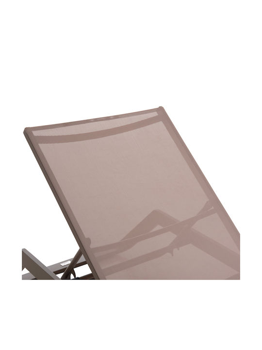 Aluminum Deckchair Marimar with Brown Textilene Fabric 218x67x31cm