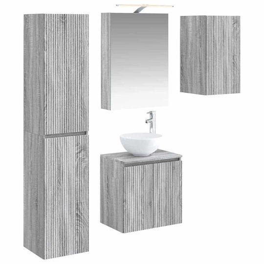 vidaXL Плот с Мивка Огледало и Колона със Светлина М50xД14.5xВ70см Сив Сонома vidaXL Плот с Мивка Огледало и Колона със Светлина М50xД14.5xВ70см Сив Сонома