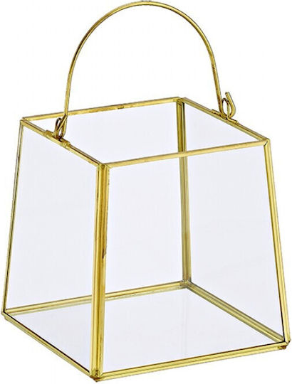 Palma Emporio Φαναράκι Γυάλινο Χρυσό 13x13x12.5εκ.