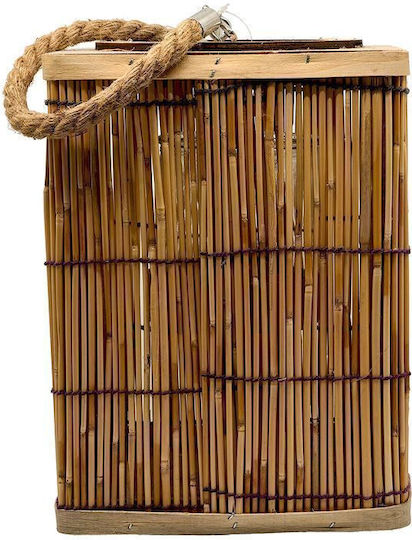 Inart Wooden Tabletop Lantern Beige 21x21x28cm