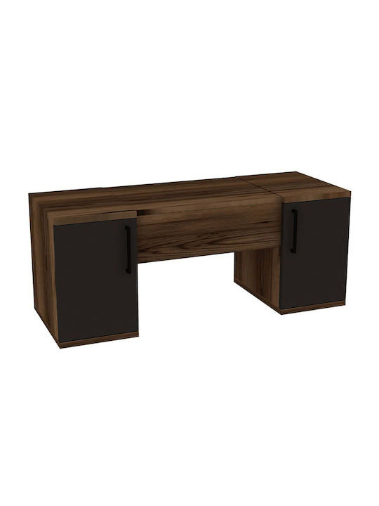 Masă de Toaletă de Dormitor Mercan Din Lemn Walnut-Antracit Cu Oglindă 100x35.5x74.1 cm