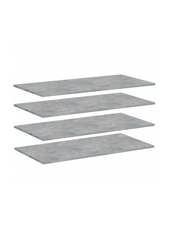 vidaXL Rectangular Bookcase Shelf made of Chipboard in Grey Colour 100x50x1.5cm 805422 4 Pieces