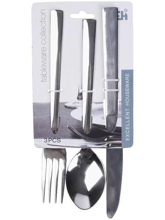 3-Piece Stainless Steel 18/10 Silver Cutlery Set