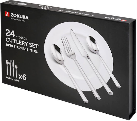Zokura Cutlery Set Stainless Steel 18/10 Silver 24 Pieces
