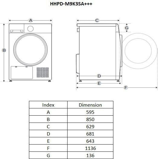 Heinner HHPD-M9K3SA+++ Στεγνωτήριο 9kg A+++ με Αντλία Θερμότητας