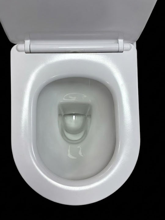 Vinci Cover E21303 Stehende Toilette Randlos mit Spülung mit Schlank Deckel Sanftes Schließen Weiße