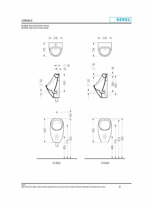 Serel Urinal White 8690365062670