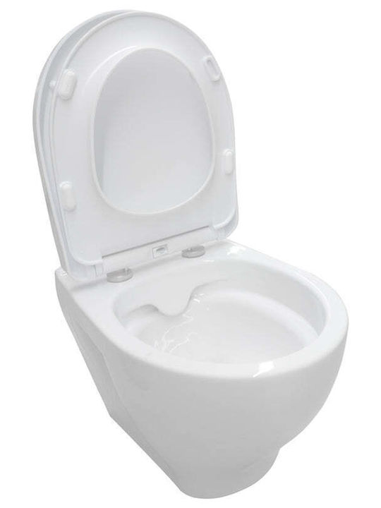 Cersanit Clean On Wandhängende Toilette Randlos mit Schlank Deckel Duroplast Weiße
