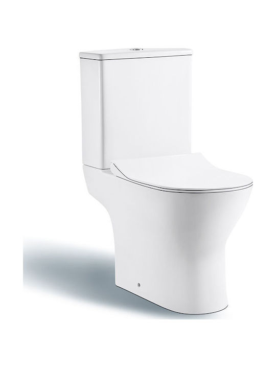 KLP Donna Rimless Floor-Standing Toilet with Floor Trap and Flush White