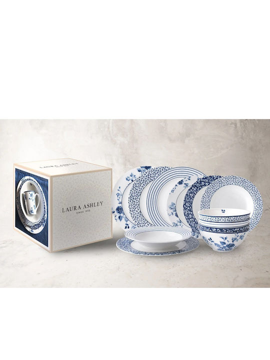 Laura Ashley Blueprint White Porcelain Dinnerware Set 12pcs