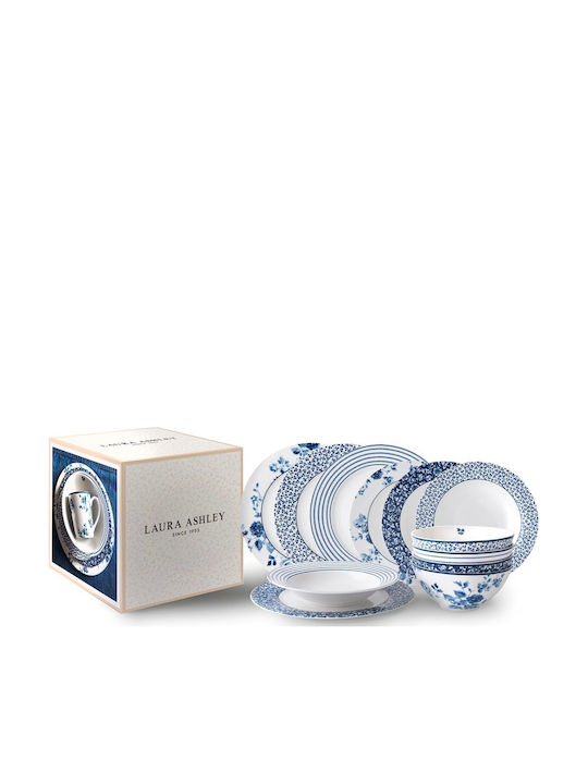 Laura Ashley Blueprint White Porcelain Dinnerware Set 12pcs