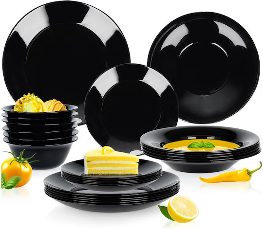 Vilde Negru Sticlă Set de Vase 24buc Vilde Negru Sticlă Set de Vase 24buc