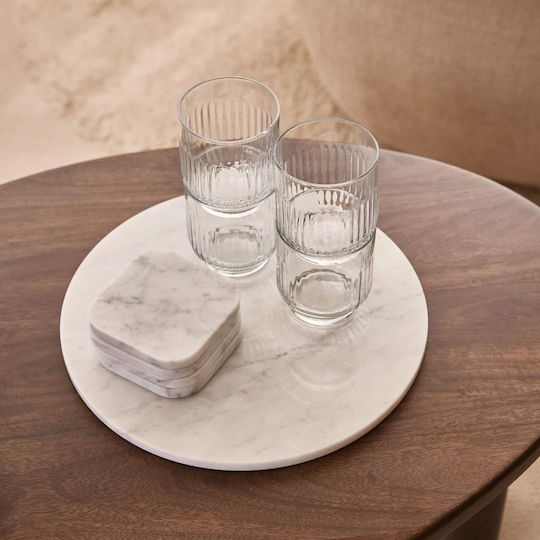 Design Is This Rotund Suporturi pentru pahare din piatra Alb 10cm 4buc