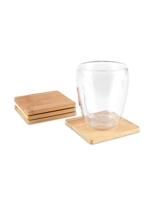 Orion Coaster Wooden with Stand Brown 9.7x10cm 4pcs
