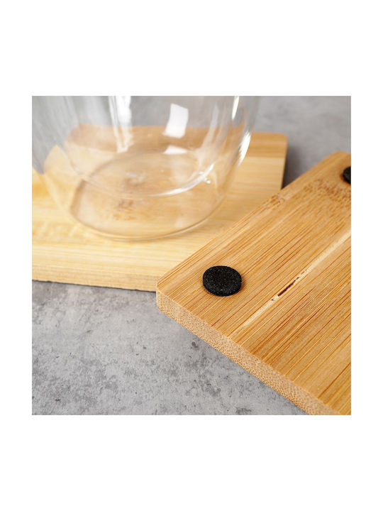 Orion Coaster Wooden with Stand Brown 9.7x10cm 4pcs