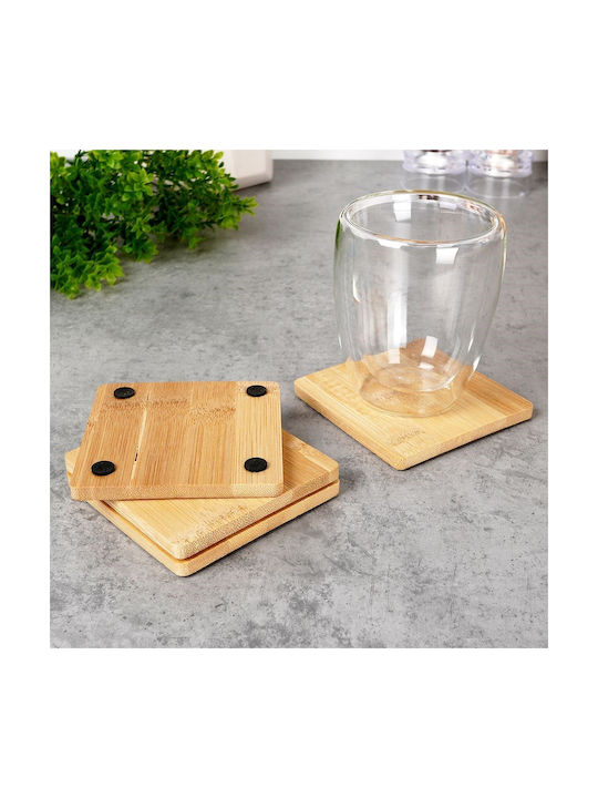 Orion Coaster Wooden with Stand Brown 9.7x10cm 4pcs