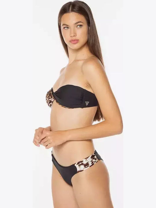 Strapless Bikini Black Animal Print