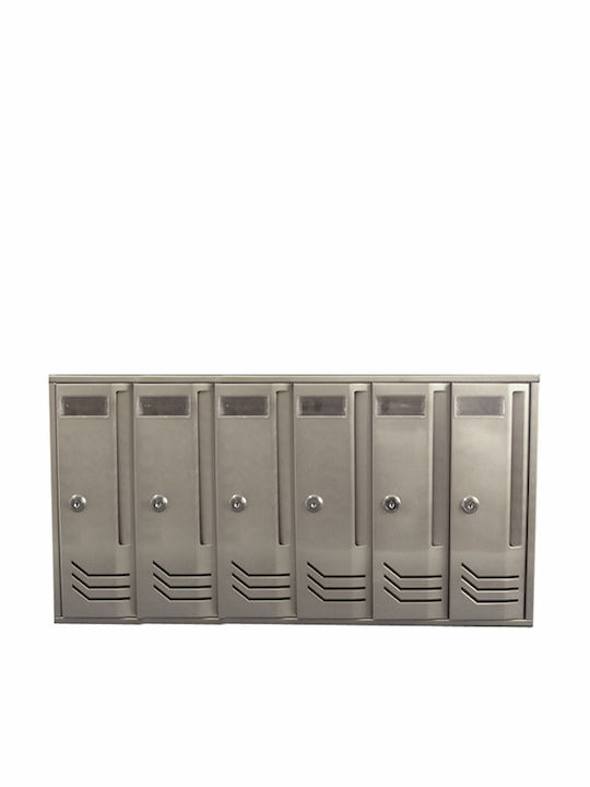 Housebird Apartment Building Mailbox Metallic Nickel Matt 62.2x16x33.5cm