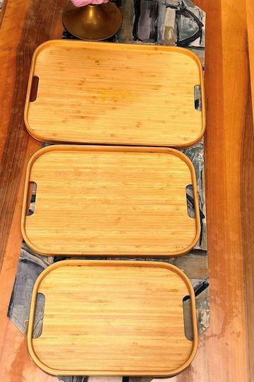 SteweHome Bamboo Δίσκος Σερβιρίσματος 45x33x33cm 3τμχ