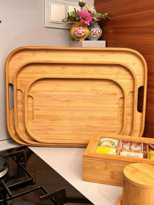 SteweHome Bamboo Δίσκος Σερβιρίσματος 45x33x33cm 3τμχ