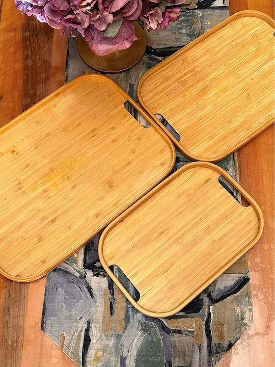 SteweHome Bamboo Δίσκος Σερβιρίσματος 45x33x33cm 3τμχ