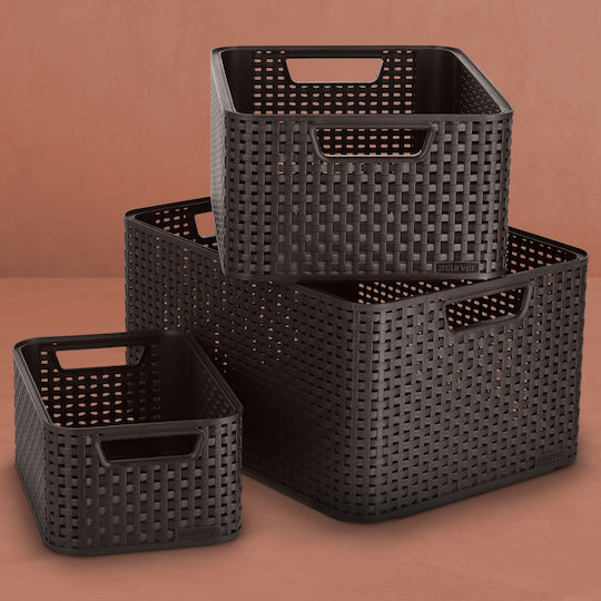 Curver Storage Basket Plastic with Lid Brown 18lt 1pcs