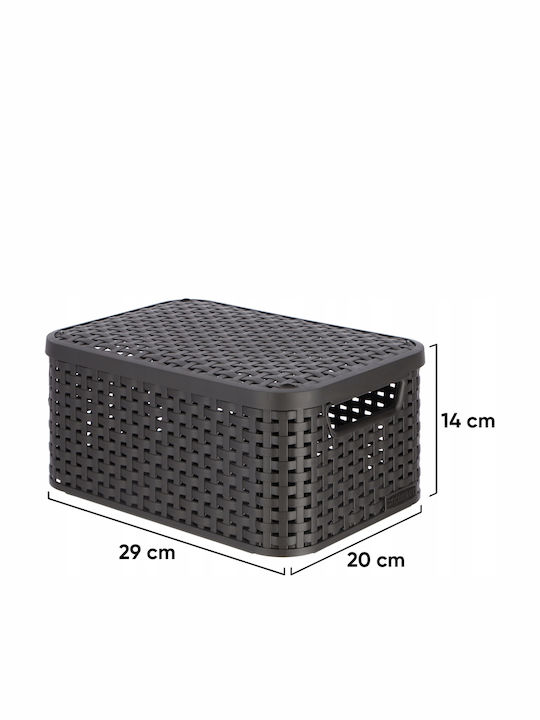 Curver Καλάθι Αποθήκευσης Rattan με Καπάκι Καφέ 6lt