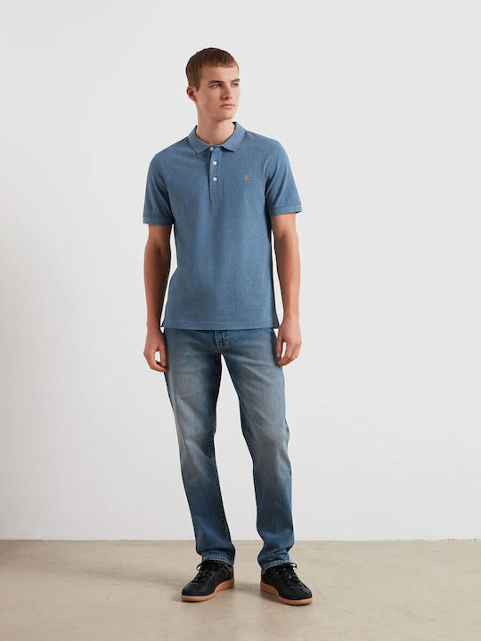 Farah Polo Herrenbluse Hellblau Offen