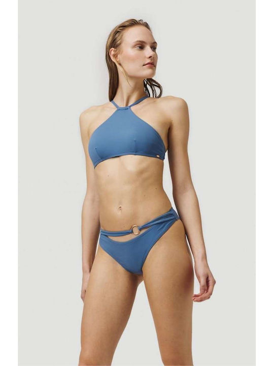 High Neck Bikini Top Blue