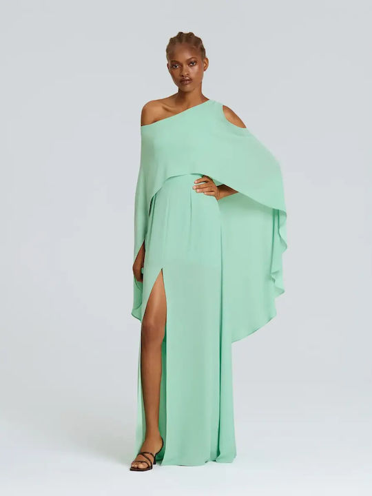 Sommer Maxi Abendkleid Drapierung Aloe Vera
