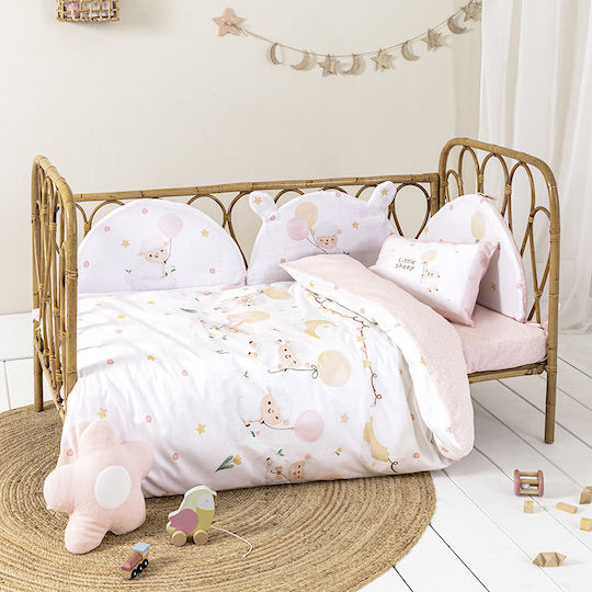 Nima Little Crib Bumper Classic Inside Pink 40cm