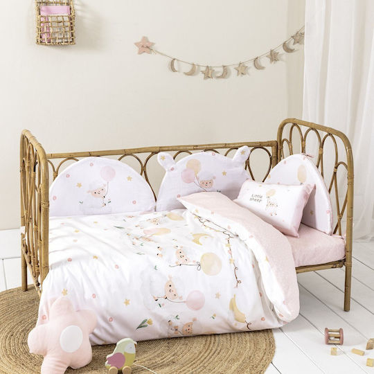 Nima Little Crib Bumper Classic Inside Pink 40cm